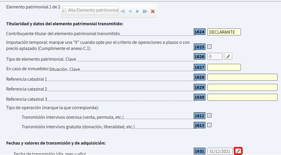 Captura de pantalla: Casilla 1626: Ganancias o pérdidas por derivados o futuros