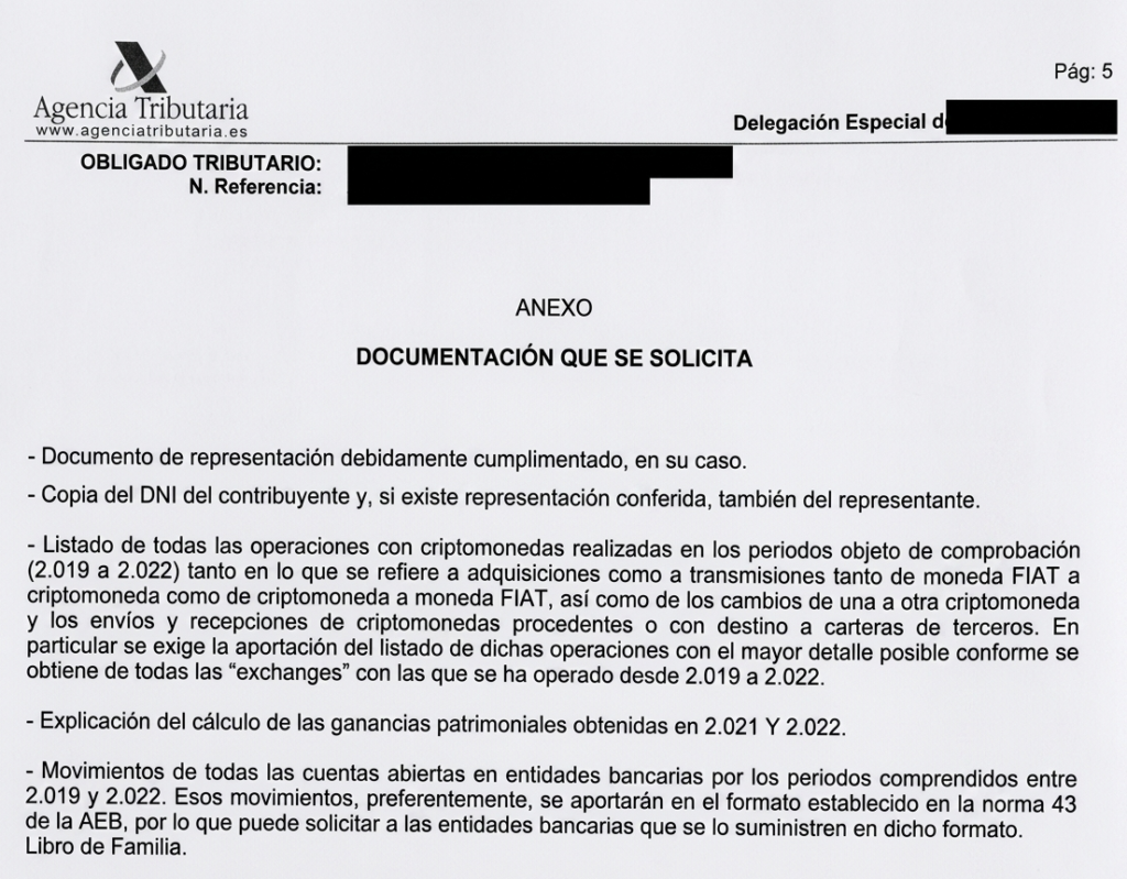 Ilustración: Cómo le notificaron la inspección sobre criptomonedas y qué le pedían